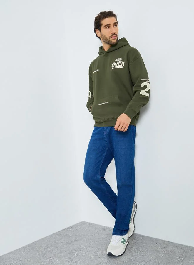 Styli Oversize Graphic Printed Fleece Hoodie