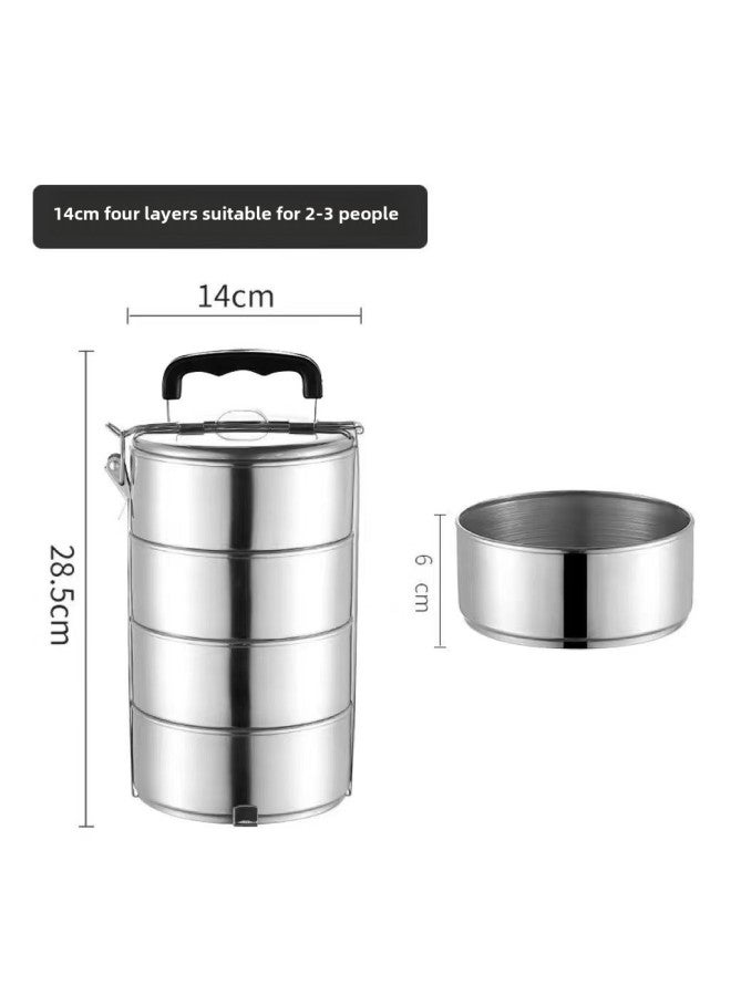Multi-layer Stainless Steel Food Grid Multi-layer Basket Lunch Box Portable Lunch Box Source Manufacturer Southeast Asia-Specifications:14cm4-layer Food Grid (Bakelite Handle)  - Image 1