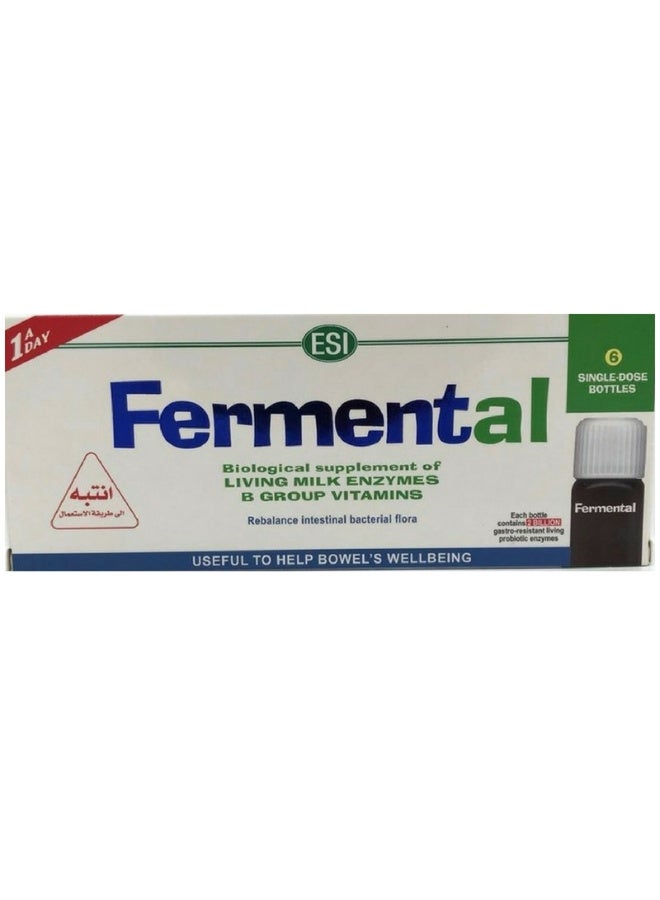 إنزيمات الحليب الحي المخمر من إي إس آي مع البروبيوتيك وفيتامينات المجموعة ب والصبار - 6 زجاجات بجرعة واحدة