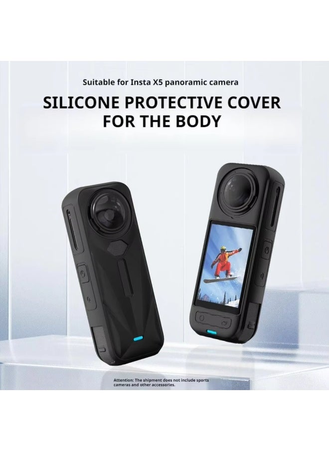 Protective Case For Insta360 X5 Silicone Cover Waterproof Shockproof Protective Case Skin For Camera & Lens Access, Easy Installation -Black
