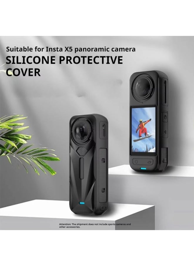 Protective Case For Insta360 X5 Silicone Cover Waterproof Shockproof Protective Case Skin For Camera & Lens Access, Easy Installation -Black