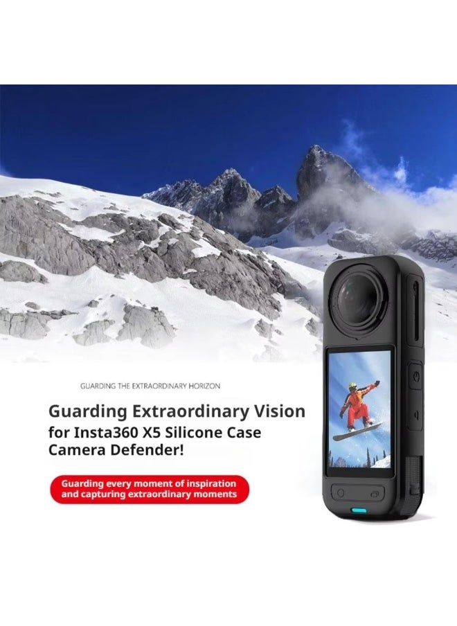 Protective Case For Insta360 X5 Silicone Cover Waterproof Shockproof Protective Case Skin For Camera & Lens Access, Easy Installation -Black