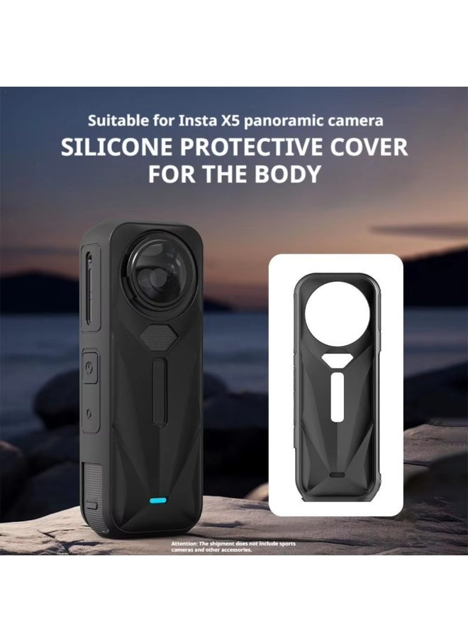 Protective Case For Insta360 X5 Silicone Cover Waterproof Shockproof Protective Case Skin For Camera & Lens Access, Easy Installation -Black