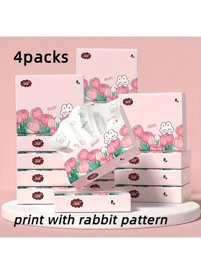 4 عبوات مناديل جيب أرنب زهرية ناعمة وزخرفية للاستخدام اليومي في حفلات العائلة - Image 1