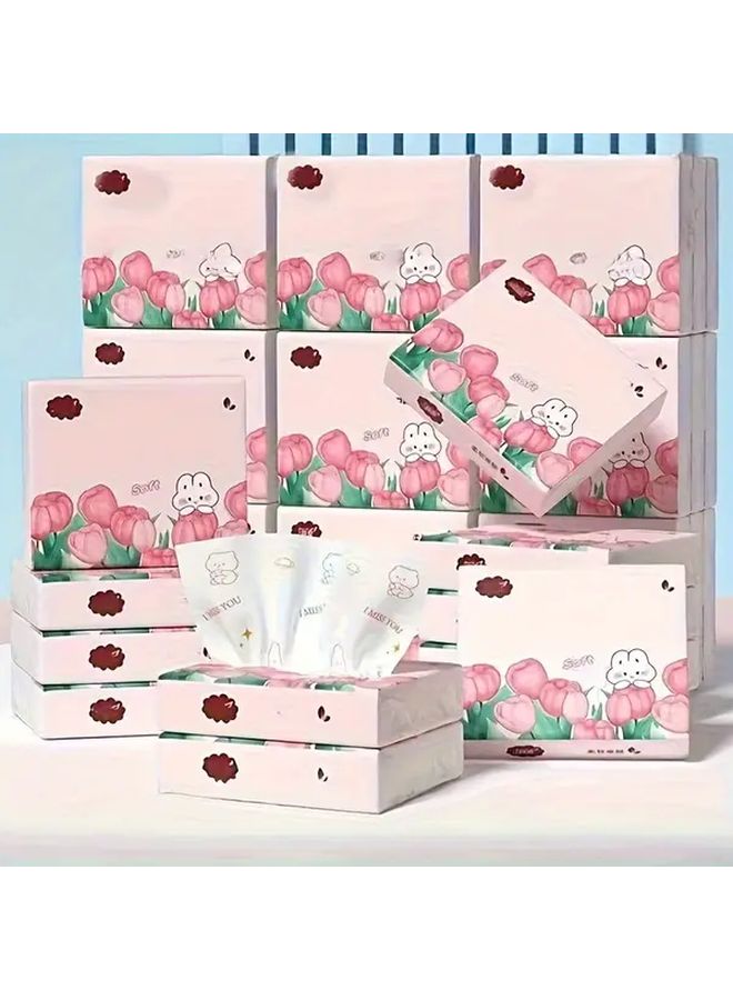 4 عبوات مناديل جيب أرنب زهرية ناعمة وزخرفية للاستخدام اليومي في حفلات العائلة - Image 5