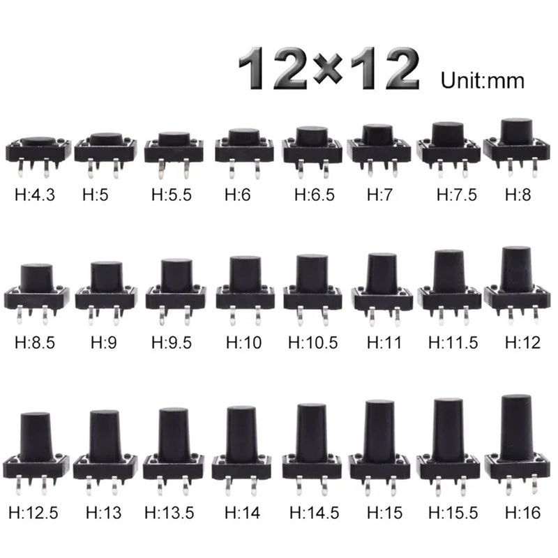12x12mm ON Off لحظي لمسي تاكت ميني سويتش زر ضغط DC12V 4 دبوس DIP H16 0mm 5 قطع - Image 3