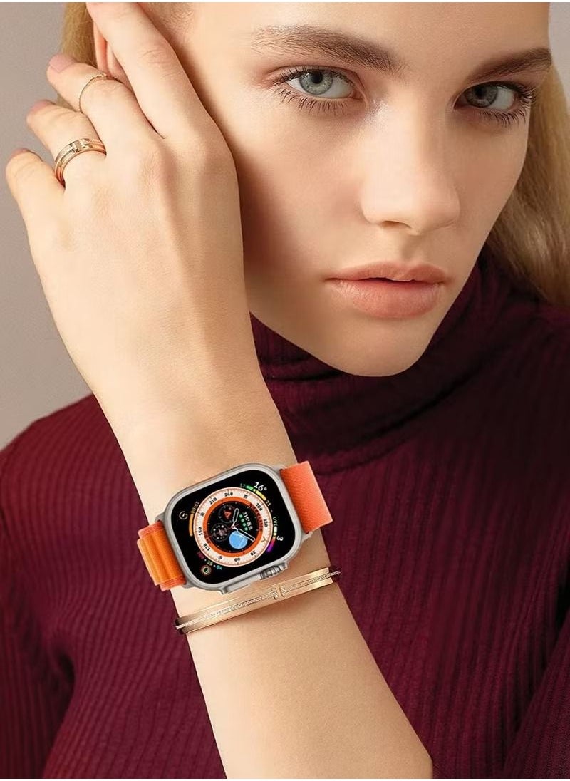 IAF - Alpine Loop Compatible with Apple Watch Band 42mm 44mm 45mm Textile Nylon Rugged Alpine Loop with Metal G‑Hook Compatible for Apple Watch SE/ Series 8/7/6/5/4/3/2/1 Orange - Image 1