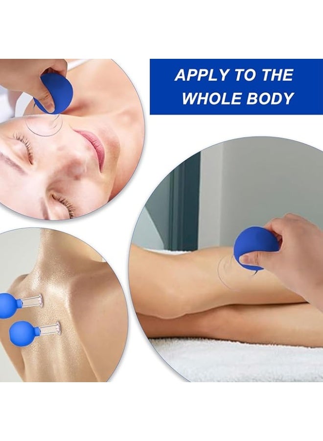 4-Piece Silicone Physiotherapy Suction Cups Set – Professional Vacuum Massage Cups for Face and Body – Muscle Tension Relief & Physical Therapy Kit – Blue. - Image 5