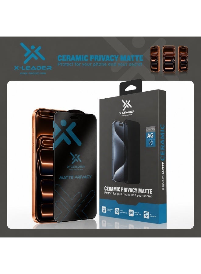 X-Leader Nano Ceramic Matte Privacy Screen Protector with 9H Hardness, Anti-Fingerprint and Anti-Scratch, Compatible with iPhone 17 Pro Max - Image 2