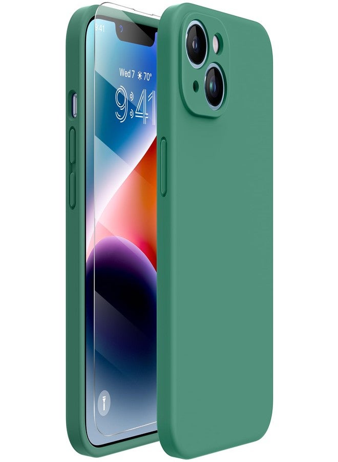 Miracase Designed for iPhone 14 Case with Screen Protector,[Upgraded Enhanced Camera Protection],Shockproof Liquid Silicone Case with Microfiber Lining, 6.1 inch,Acacia Green - Image 1