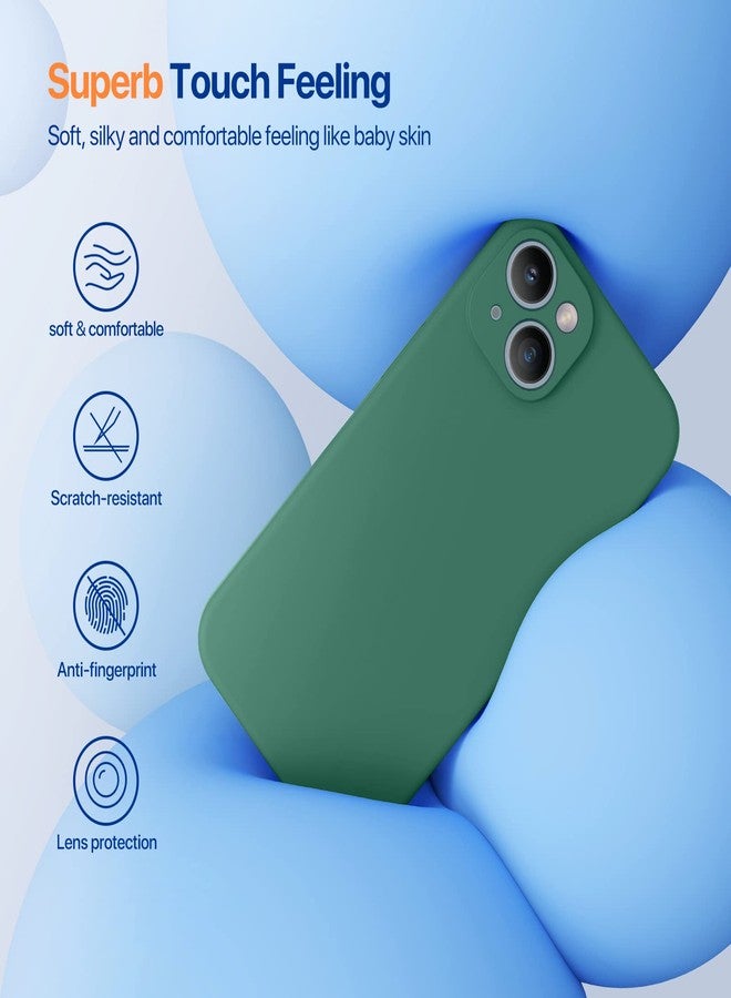 Miracase Designed for iPhone 14 Case with Screen Protector,[Upgraded Enhanced Camera Protection],Shockproof Liquid Silicone Case with Microfiber Lining, 6.1 inch,Acacia Green - Image 3