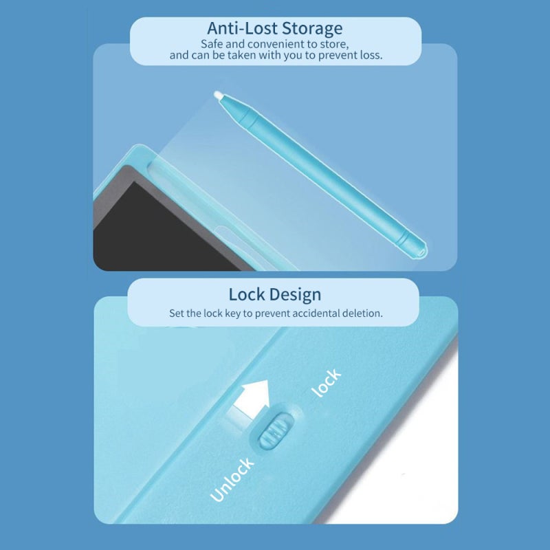 LCD Writing Tablet 10.5 Inch Single Color Blue Screen - Light Portable Eye Protection Digital Drawing Pad for Children Students Office Workers - Image 4