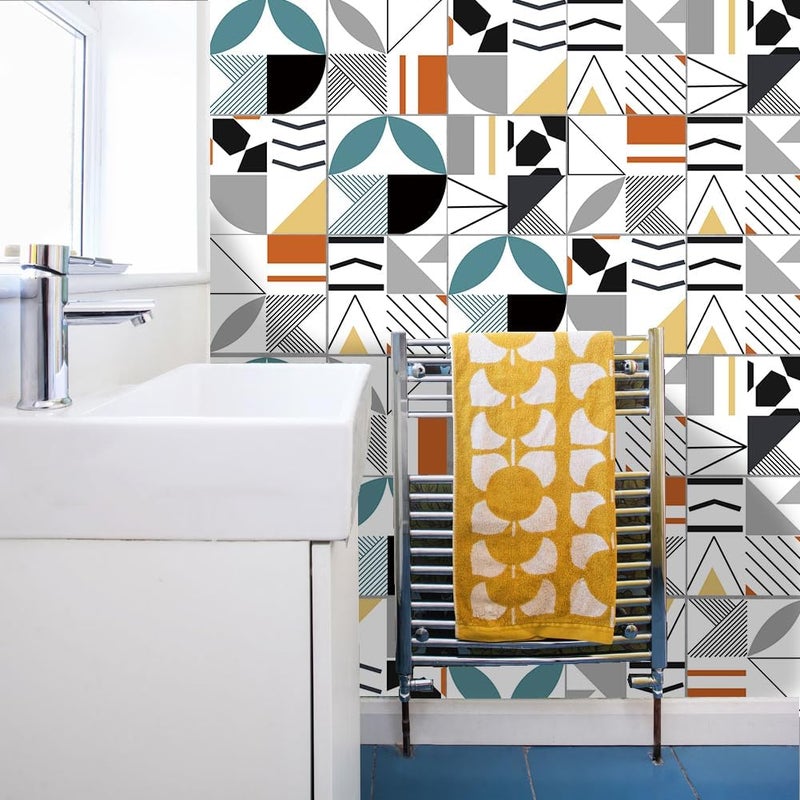 Alwayspon Floor Wall Tile Transfers Sticker for Home Decor, Peel & Stick self-Adhesive splashback, Tile Decals for Living Room Kitchen Bathroom Decor, 10 Pieces TS063L, 20x20cm - Image 1