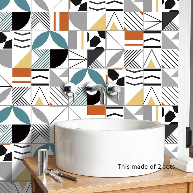 Alwayspon Floor Wall Tile Transfers Sticker for Home Decor, Peel & Stick self-Adhesive splashback, Tile Decals for Living Room Kitchen Bathroom Decor, 10 Pieces TS063L, 20x20cm - Image 2