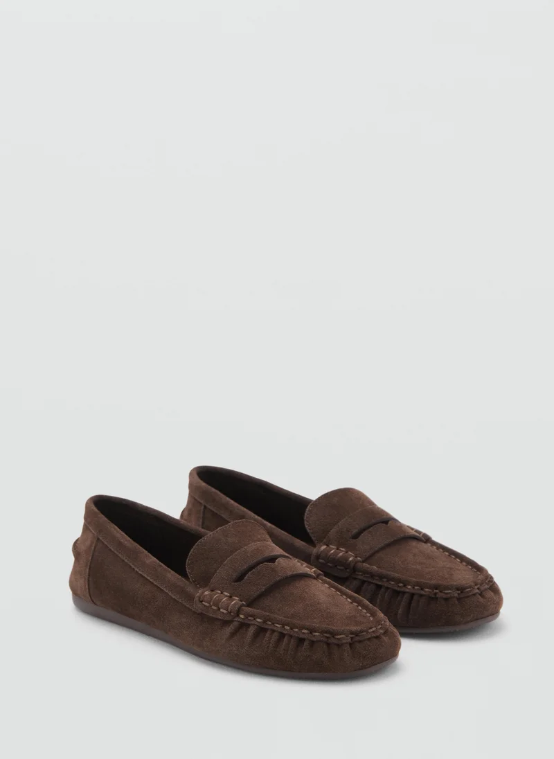 MANGO Suede penny loafers