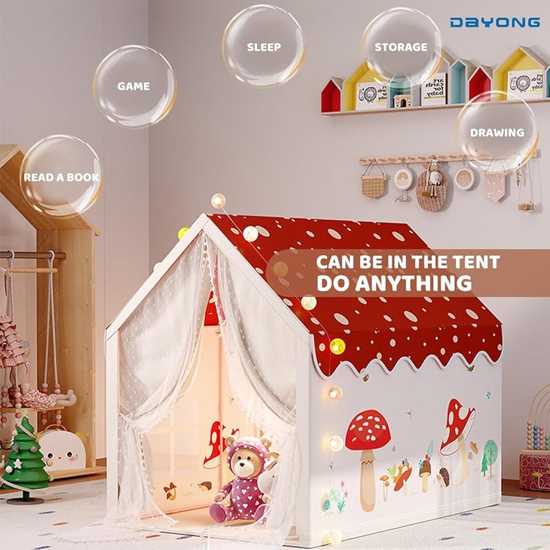 DAYONG Kids Play Tent House, Extra Large Playhouse Tent Indoor & Outdoor, Play House Kids Tent Castle, Princess Castle Tent for Boys & Girls, Play Cottage Toys Gift (Mushroom) - Image 4