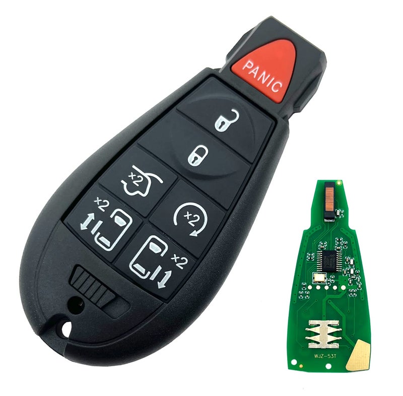 BTOZRF 7 Buttons Keyless Remote Car Key Fob Fit for Chrysler Town and Country Dodge Grand Caravan 2008 2009 2010 2011 2012 2013 2014 2015 2016 2017 2018 2019 2020 M3N5WY783X IYZ-C01C (Black) - Image 1