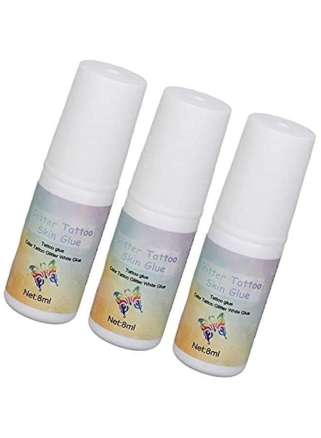 Generic 3pcs 24ml Tattoo Skin Glue, Glitter Glitten Temporary DIY Body Sequins Glue for , Face, Temporary Tattoos, Makeup  - Image 1