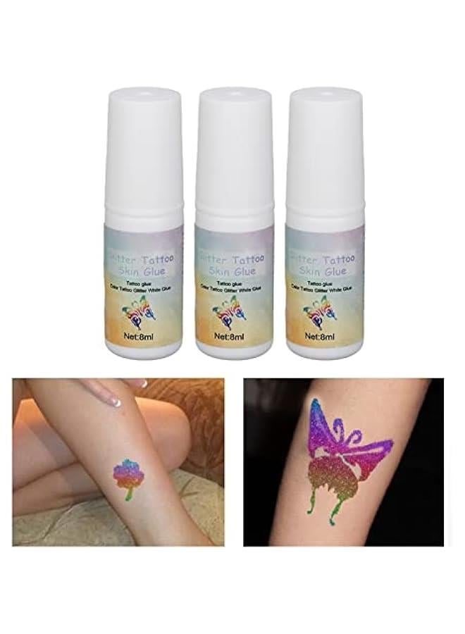 Generic 3pcs 24ml Tattoo Skin Glue, Glitter Glitten Temporary DIY Body Sequins Glue for , Face, Temporary Tattoos, Makeup  - Image 2