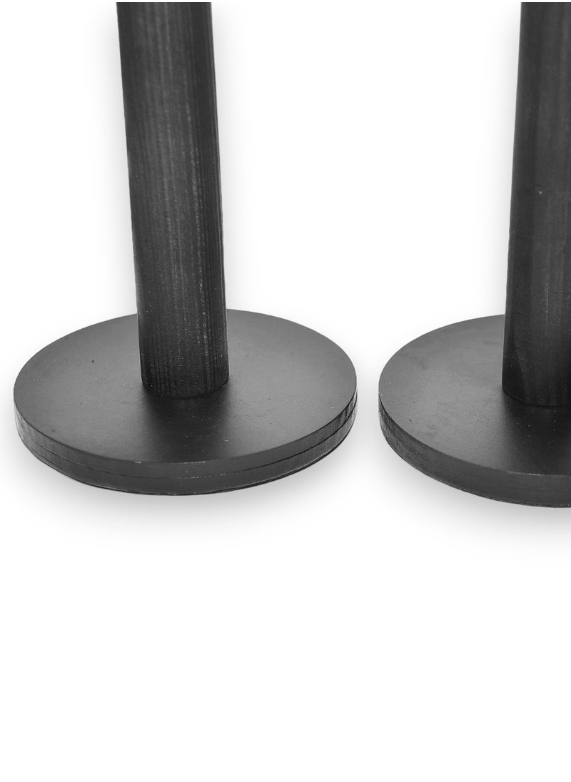 Generic Candlestick Set 5 Pieces Different Lengths Wood with Black Aluminum Base  - Image 3
