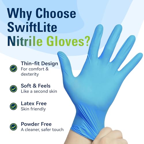 SWIFTLITE Nitrile Gloves, Food Safe Disposable Gloves Latex Free, Blue Rubber Gloves Powder Free for Food Prep, Cooking, Kitchen Cleaning (Small, 100) - Image 5