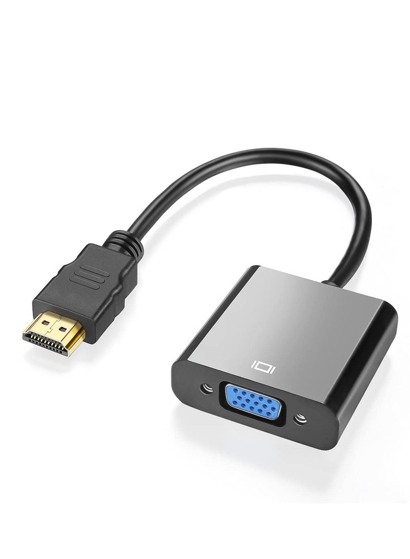 كابل محول فيديو عالي الدقة 1080 بكسل من HDMI إلى VGA، كابل محول فيديو عالي الدقة من HDMI إلى VGA للكمبيوتر الشخصي وجهاز العرض وموسع محول فيديو HDTV موصل شاشة مقسمة - Image 1