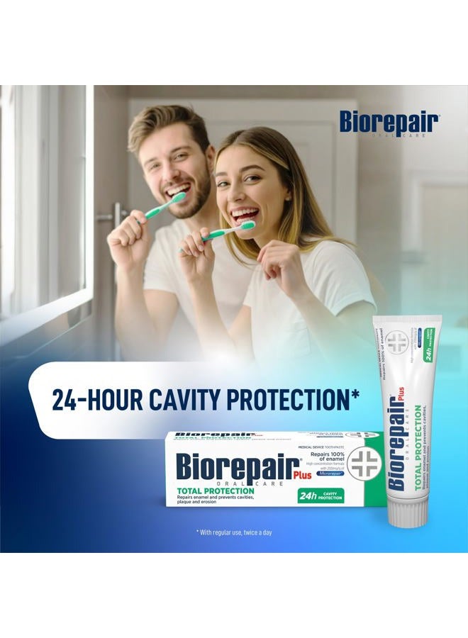 Biorepair معجون أسنان حماية شاملة بلس مع microRepair هيدروكسيباتيت - رائحة فم كريهة - إعادة المعادن وإصلاح المينا - تقليل التكلسات واللويحات - تسوس الأسنان - تآكل الحمض - بدون فلورايد - 2.54 أونصة - Image 2
