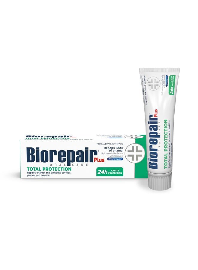 Biorepair معجون أسنان حماية شاملة بلس مع microRepair هيدروكسيباتيت - رائحة فم كريهة - إعادة المعادن وإصلاح المينا - تقليل التكلسات واللويحات - تسوس الأسنان - تآكل الحمض - بدون فلورايد - 2.54 أونصة - Image 1