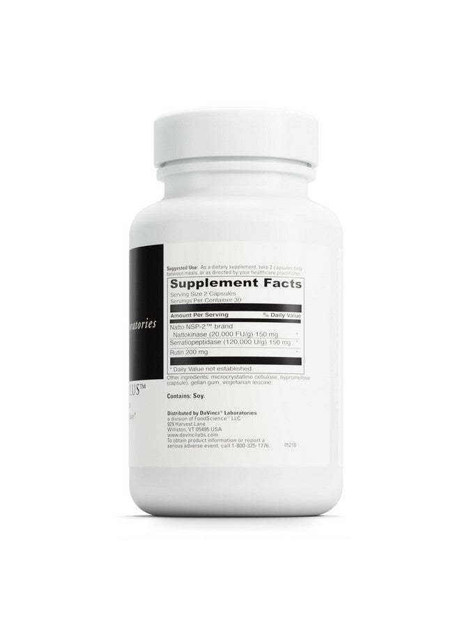 Davinci Labs Nattokinase Plus Dietary Supplement To Support Healthy Blood Flow Vascular Health Capillary Strength And Blood Pressure Already In Normal Range* 60 Vegetarian Capsules - Image 3