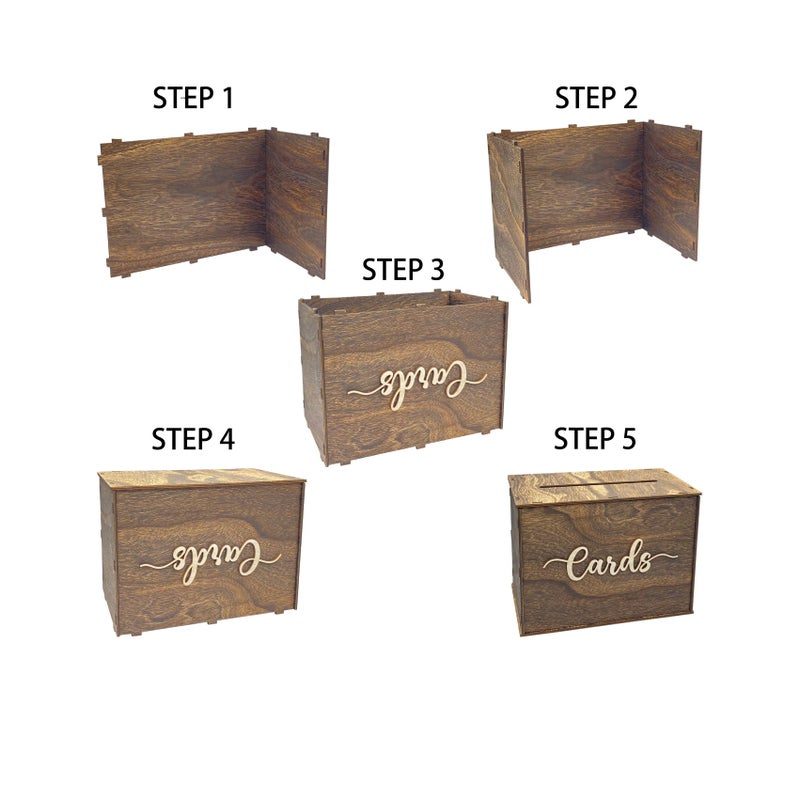 Cregugua Rustic Wooden Card box 12x9x7 Inch Gift Card Box for Wedding Birthday Baby Shower Graduation Party - Image 2