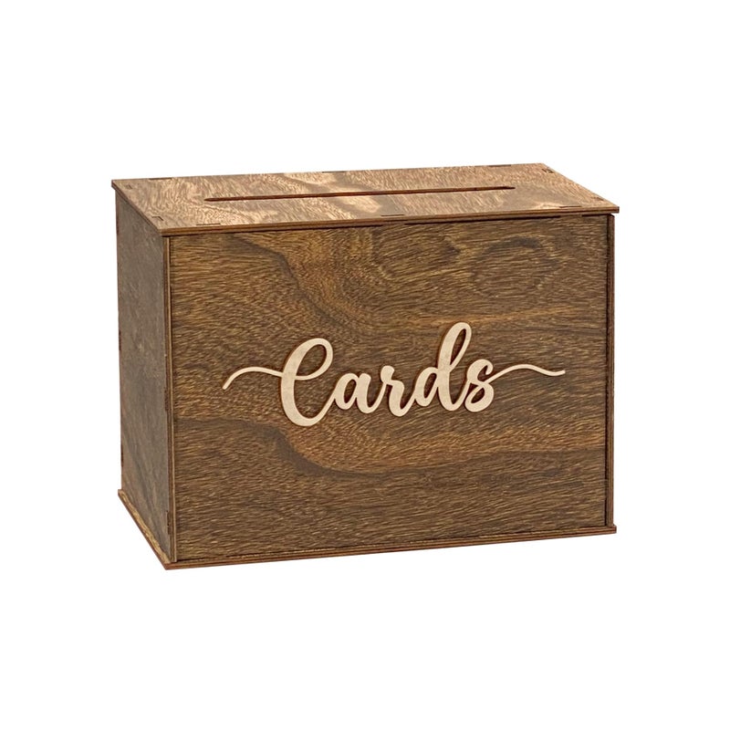 Cregugua Rustic Wooden Card box 12x9x7 Inch Gift Card Box for Wedding Birthday Baby Shower Graduation Party - Image 1