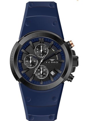 FERRO FM11002D-D 44 mm Dark Blue Men's Wristwatch 