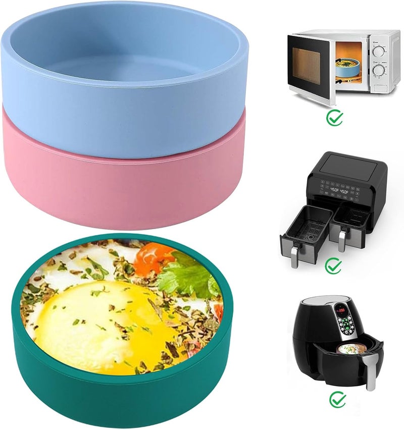 ZHYEEDAA 3Pcs Air Fryer Egg Mold,Silicone Egg Molds, Individual Egg Bite Maker Reusable Egg Molds, Microwave Egg Cooker, BPA Free, Dishwasher Safe (Round-Multi) - Image 1
