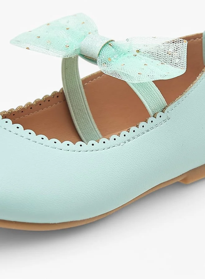 Flora Bella By Shoexpress Girls Bow Detail Ballerina Shoes with Elasticated Strap