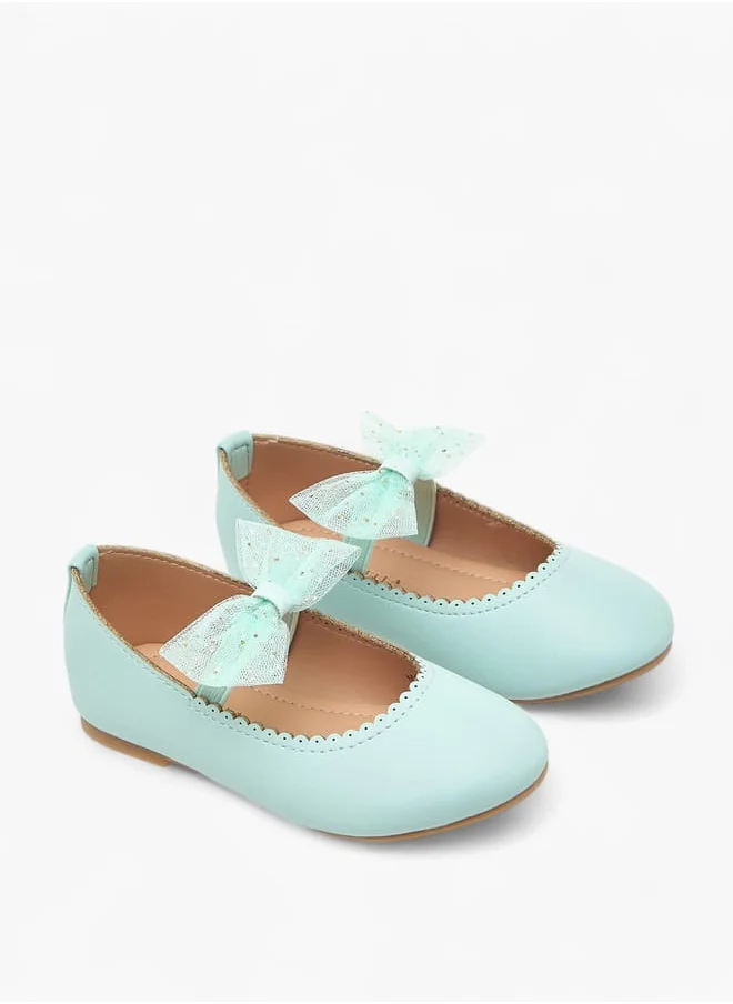 Flora Bella By Shoexpress Girls Bow Detail Ballerina Shoes with Elasticated Strap