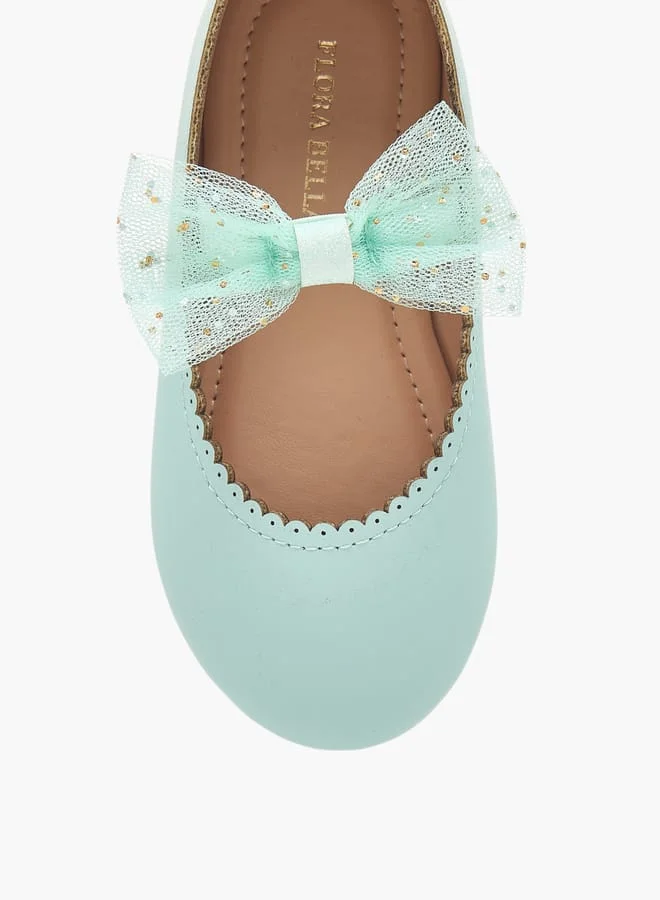 Flora Bella By Shoexpress Girls Bow Detail Ballerina Shoes with Elasticated Strap