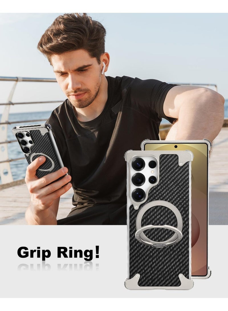 OATSBASF Samsung Galaxy S24 Ultra Silver Frameless Case with 360° Rotating Kickstand | Aerospace Grade Shockproof Minimalist Cover - Image 4