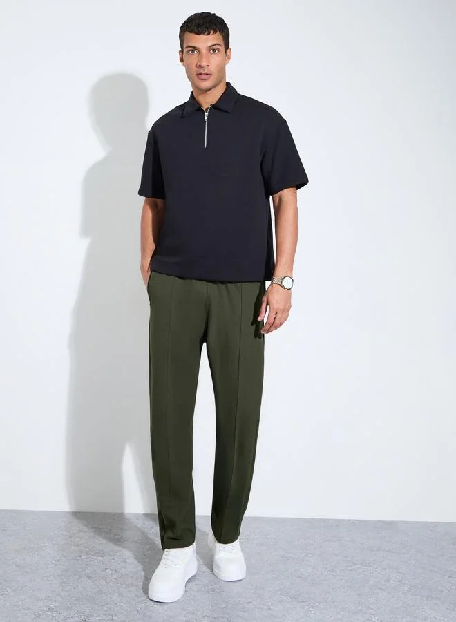 Styli Men Green Plain Pintuck Joggers