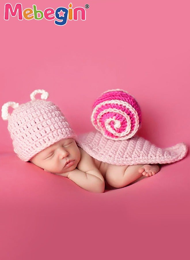 MEBEGIN Infant Snail Costume, 1-piece Knit Outfit, Handmade Knitted Newborn Photography Outfits with Adorable Design, Newborn Soft Photography Props, Creative Photoshoot Outfits for Infants, Perfect for Baby Photography Shoots, Ideal Newborn Baby Gift - Image 1