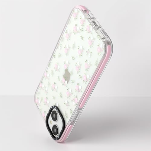 Dumkery Cute Clear Pink Flowers Phone Case Compatible with iPhone 14 Plus, Floral iPhone 15 Plus Case Aesthetic Pattern, Soft TPU Heavy Duty Protection Shockproof Bumper Cases Cover for Girls Women - Image 4