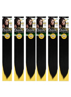 Urban Beauty Queen B Braiding Hair Pre Stretched 50" Color 1B (6 Packs)  - Image 1