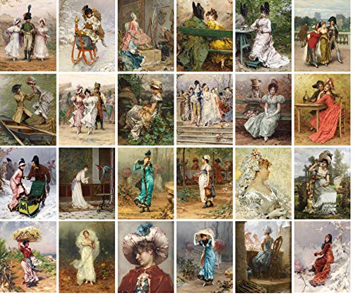 PIXILUV Vintage PostCards 24 pcs VICTORIAN BELLE EPOQUE LADY LIFE Antique Museum Painting Art by Frederik Retro Poster REPRINT - Image 2