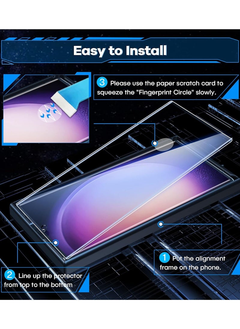 2 Pack for Samsung Galaxy S23 Ultra Screen Protector [Support Fingerprint Unlock], High definition transparent anti-scratch, no bubbles, easy to install