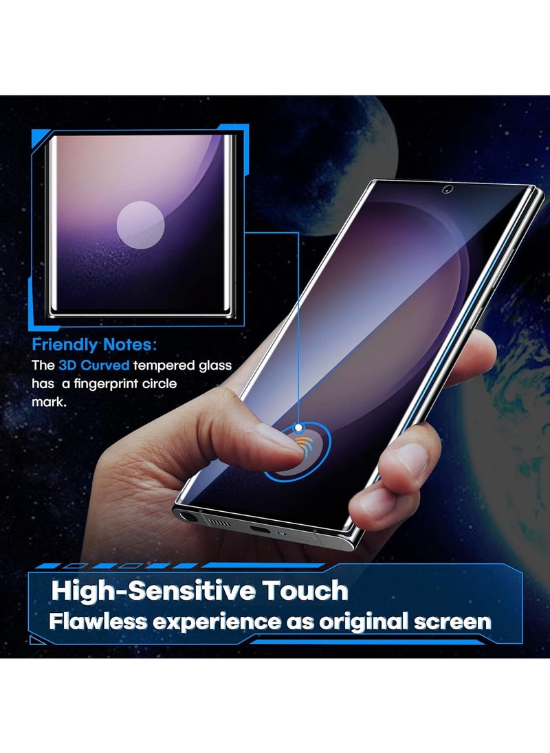 2 Pack for Samsung Galaxy S23 Ultra Screen Protector [Support Fingerprint Unlock], High definition transparent anti-scratch, no bubbles, easy to install