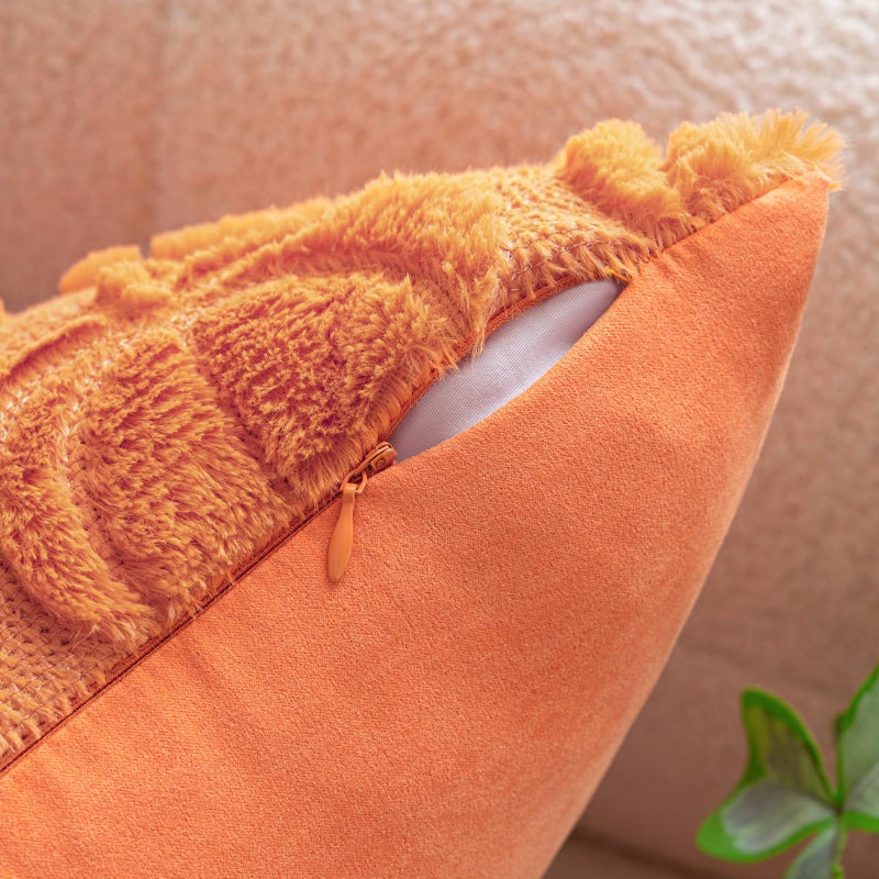 Cosibono Pumpkin Fall Decorative Covative Covers 12 "X20" مجموعة من أغطية وسادة الفراء الناعمة الناعمة لخريف الحصاد الفخمة ذات اللكنة الزهرية لأغطية وسادة الأريكة المزرعة - Image 2