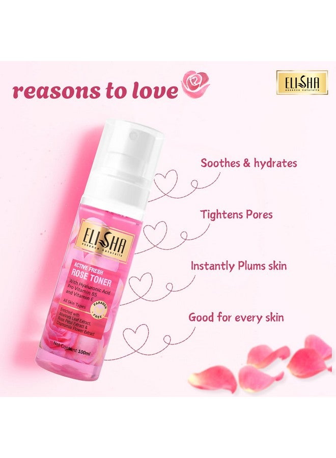 Elisha Rose Mist Toner with Rose Oil Absolute - 100ml (Pack of 3) | Hydrating & Refreshing Face Toner for Glowing Skin | Organic Valley Rose Water Toner for Oily Pore Tightening & Skin Balancing Mist for Women & Men - Image 4