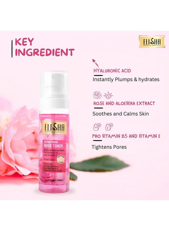 Elisha Rose Mist Toner with Rose Oil Absolute - 100ml (Pack of 3) | Hydrating & Refreshing Face Toner for Glowing Skin | Organic Valley Rose Water Toner for Oily Pore Tightening & Skin Balancing Mist for Women & Men - Image 2