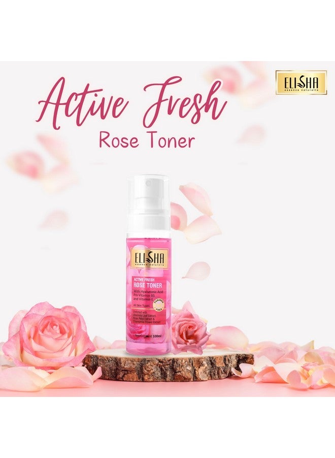 Elisha Rose Mist Toner with Rose Oil Absolute - 100ml (Pack of 3) | Hydrating & Refreshing Face Toner for Glowing Skin | Organic Valley Rose Water Toner for Oily Pore Tightening & Skin Balancing Mist for Women & Men - Image 3