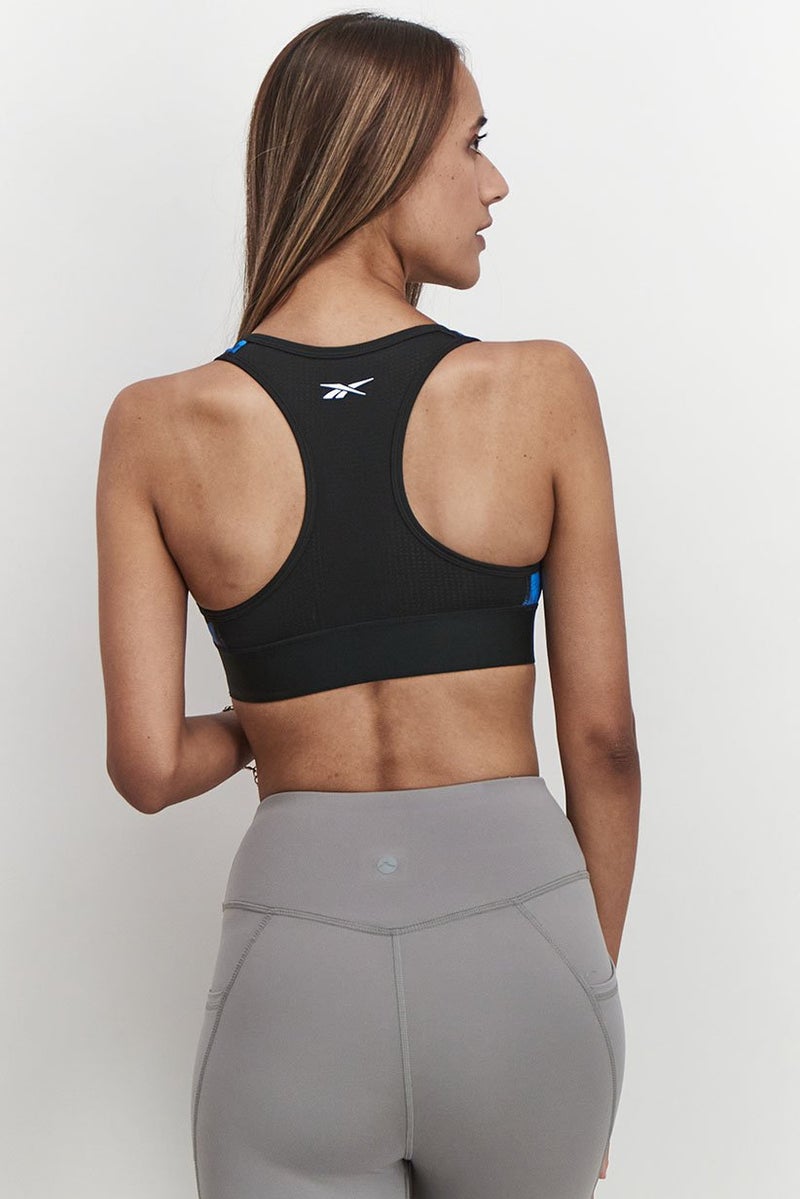Reebok Women Padded Myt Low,Impact Printed Bra, Black - Image 2
