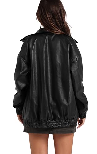 Sampeel Leather Jacket Women Cute Motorcycle Biker Leather Coats Vintage 2025 Fall Fashion Outfits Winter Clothes Black S - Image 3